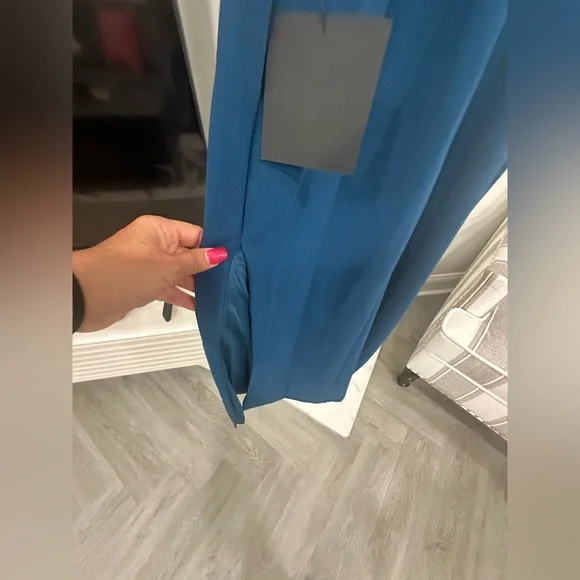 New Lulu's Ultimate Poise Teal Blue One-Shoulder Midi Dress XS X-Small Classy - Picture 8 of 11